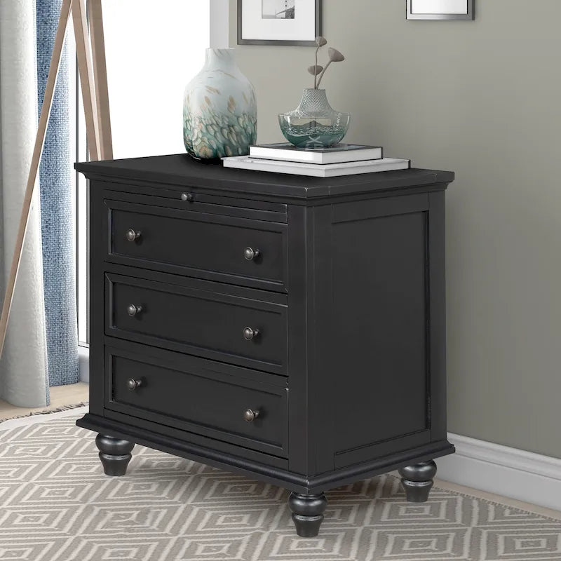 Wood 3-Drawer Storage Cabinet with Pull-Out Tray - 16.90 x 28.00 x 28.10