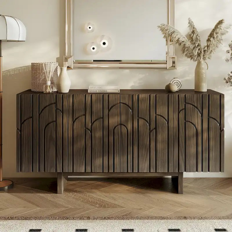 Modern Wood Storage Buffet Sideboard with 4 Doors