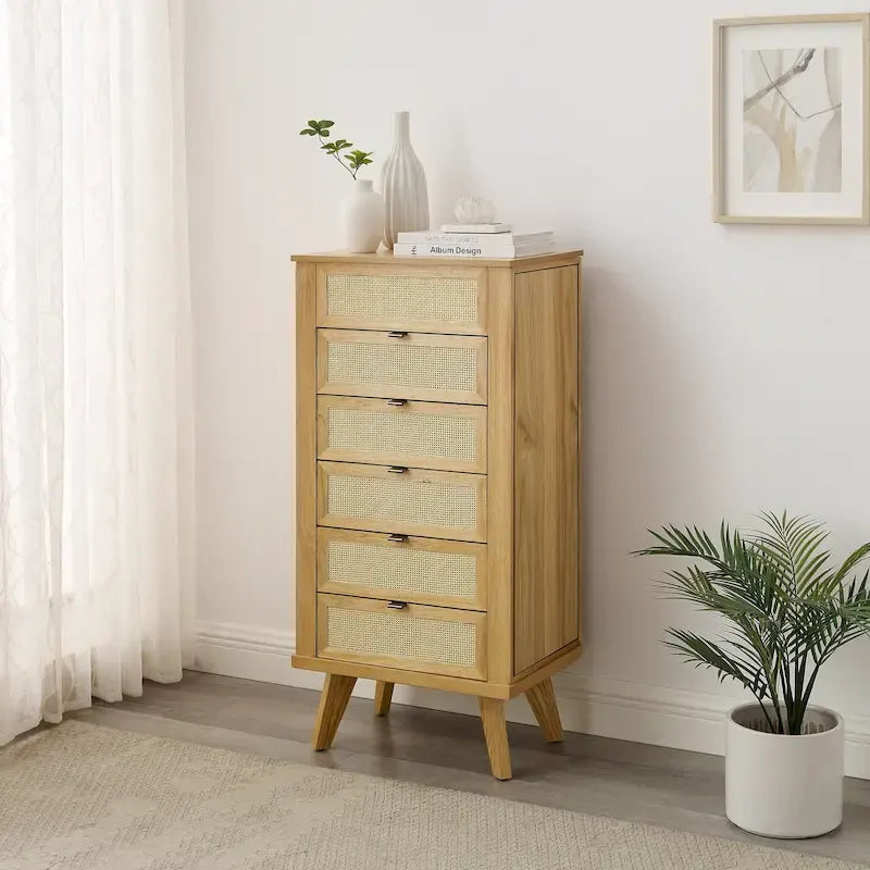 Cane 5-Drawer Jewelry Armoire