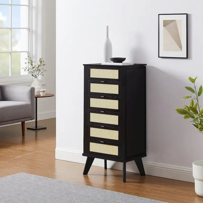 Cane 5-Drawer Jewelry Armoire