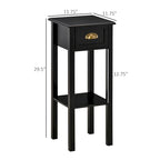2-Tier Night Stand with Drawer, Narrow End Table with Bottom Shelf, for Living Room or Bedroom
