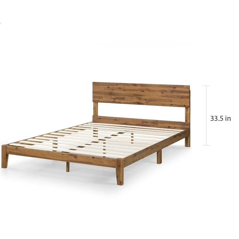 10-inch Wood Platform Bed with Headboard