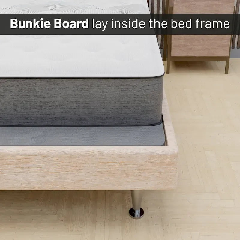 1.5-Inch Split Bunkie Board for Mattress/Bed Support - Fully Assembled, Improved Comfort and Support, Gray