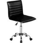 Adjustable Home Office Chair, Mid-Back Armless Ribbed Swivel Task Chair,Vanity Chair for Small Space, Livingroom Make-up