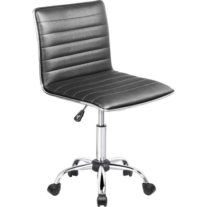Adjustable Home Office Chair, Mid-Back Armless Ribbed Swivel Task Chair,Vanity Chair for Small Space, Livingroom Make-up