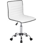 BOSSIN Adjustable Home Office Chair, Mid-Back Armless Ribbed Swivel Task Chair,Vanity Chair for Small Space, Livingroom Make-up