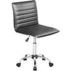 Adjustable Home Office Chair, Mid-Back Armless Ribbed Swivel Task Chair,Vanity Chair for Small Space, Livingroom Make-up