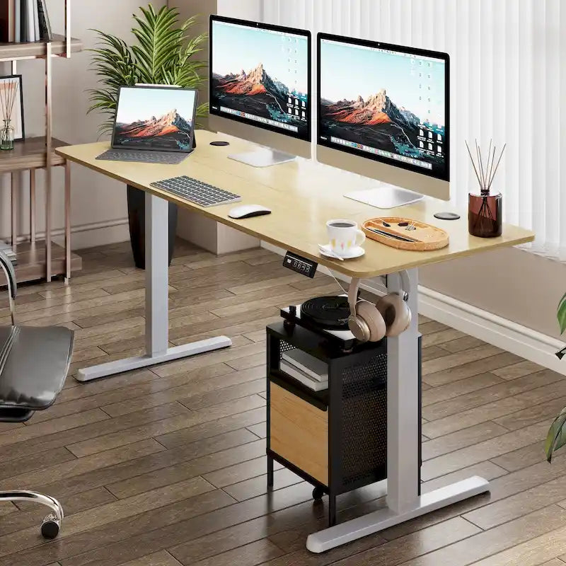 Height Adjustable Electric Standing Desk Sit Stand Computer Stand up Desk with Splice Board