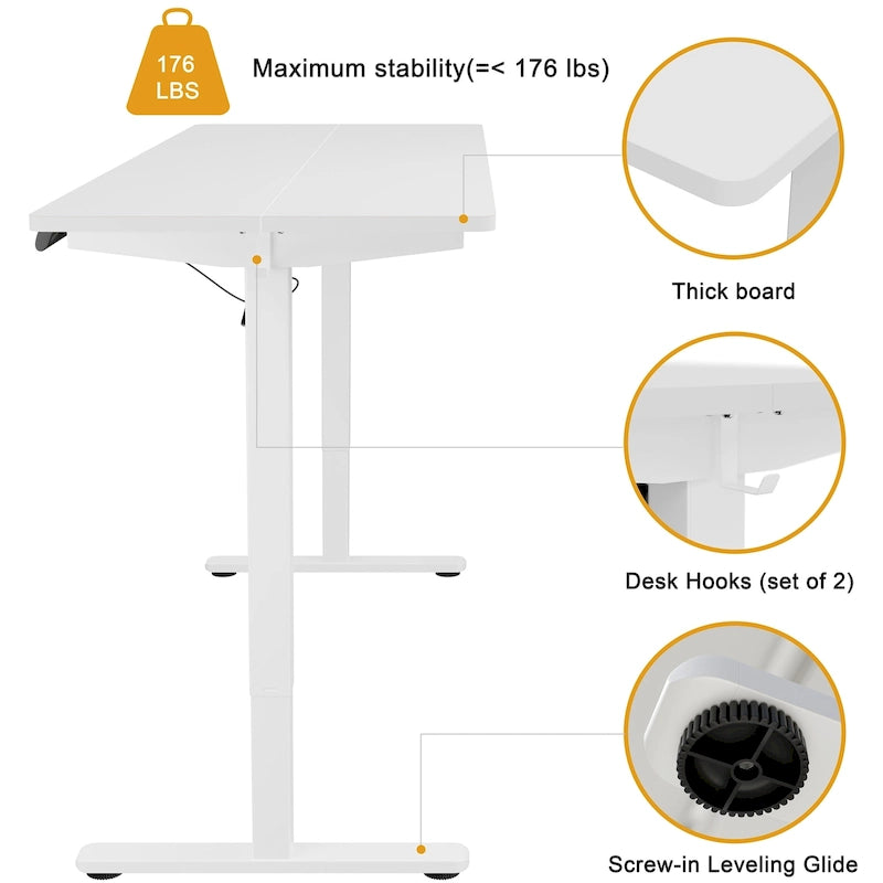 Height Adjustable Electric Standing Desk Sit Stand Computer Stand up Desk with Splice Board