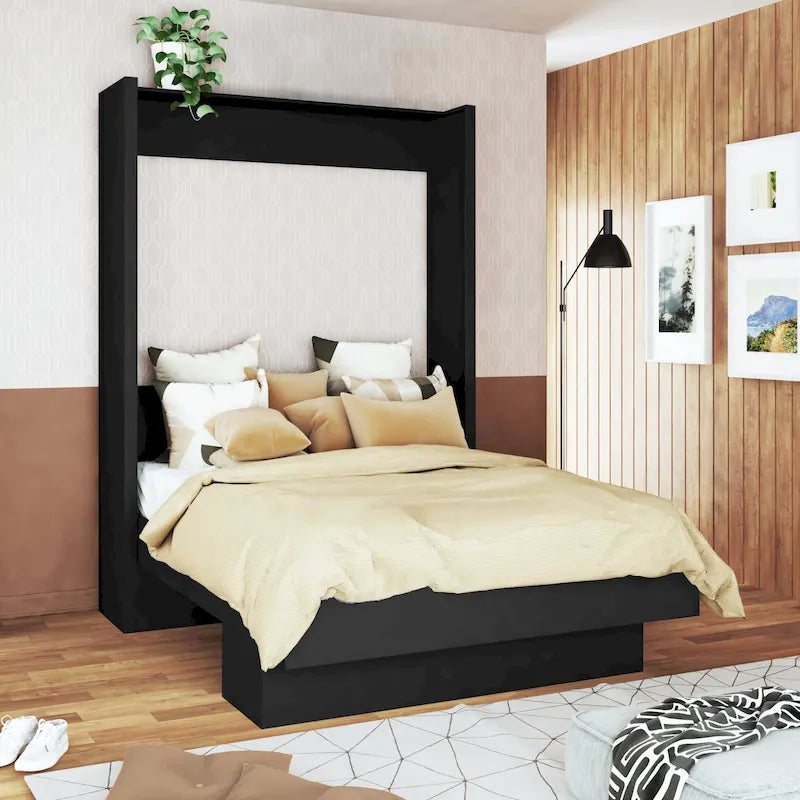Easy Lift Queen Contemporary Murphy Bed with Shelf