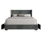 Full Upholstered Storage Platform Bed with Wingback Headboard