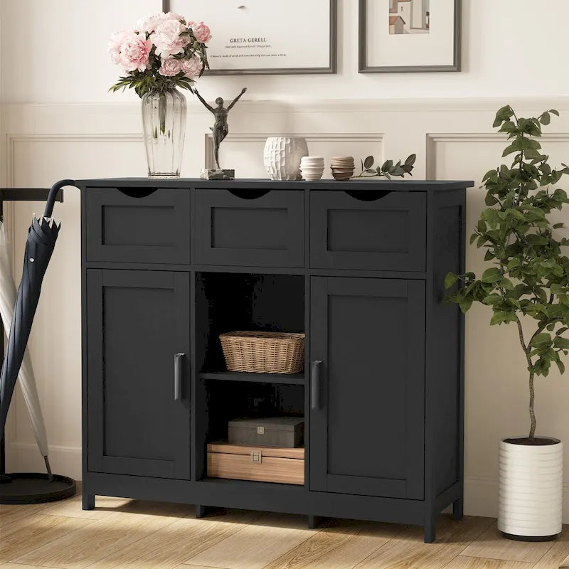 Wooden Floor Cabinet,with Drawers and Shelves Storage Cabinets,Accent Cabinet for Living Room,Bedroom